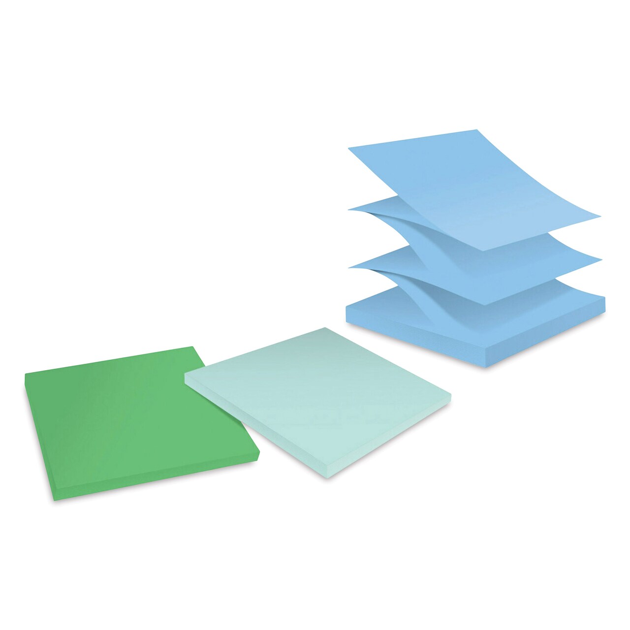 Post-it Recycled Super Sticky Pop-Up Notes - Oasis Collection, 3" x 3", Pkg of 6